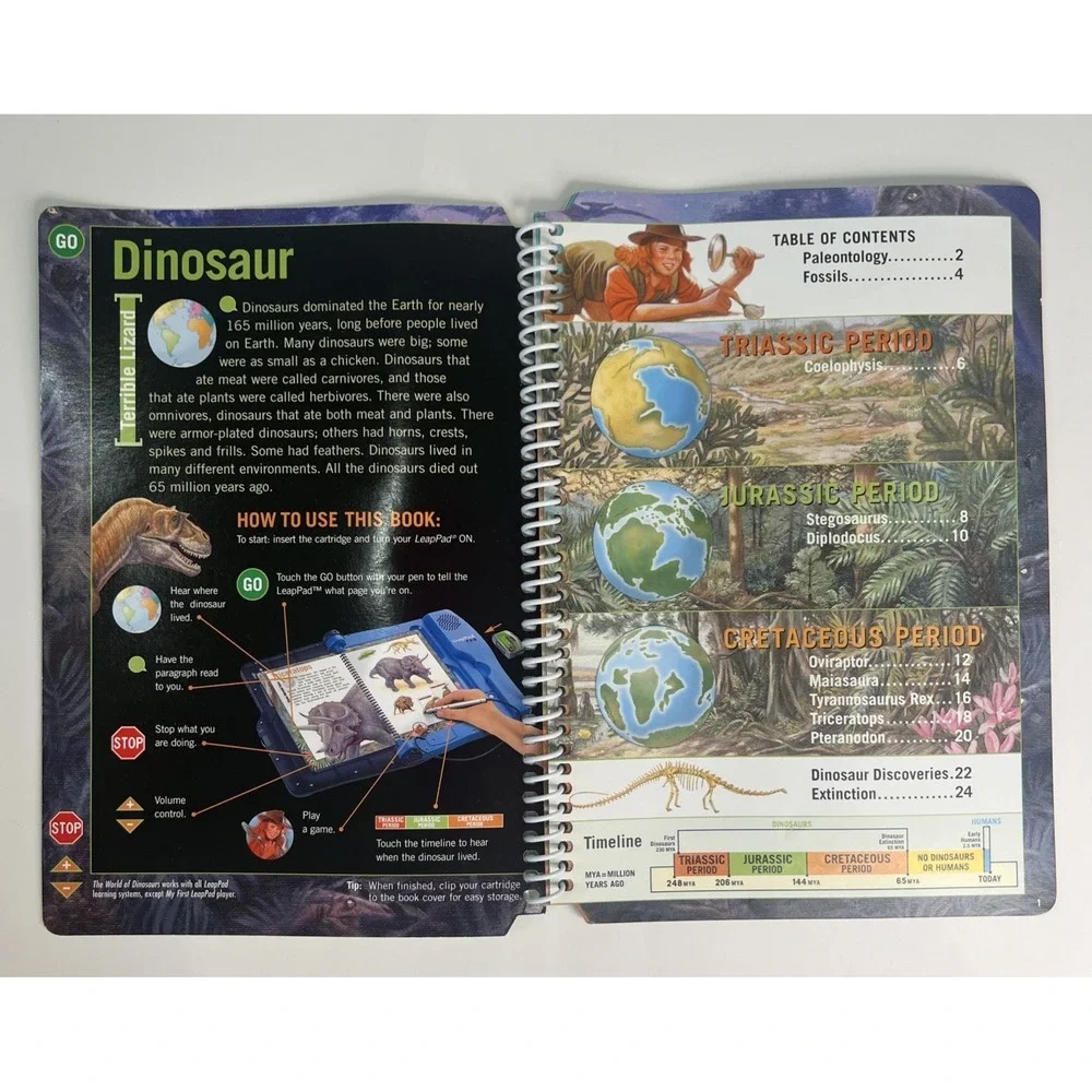 Vintage LeapFrog LeapPad Science World of Dinosaurs Book & Cartridge LEAP-3